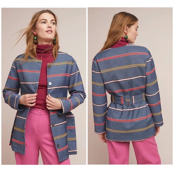 Anthropologie DOLAN Collection Piccadilly Striped Coat - Picture 1 of 11